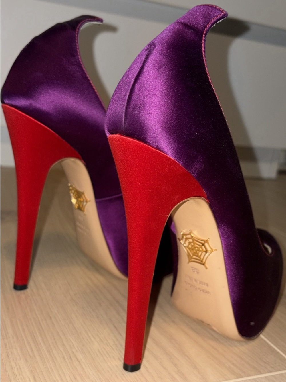 Purple Satin Red-Heel Women's High Heels